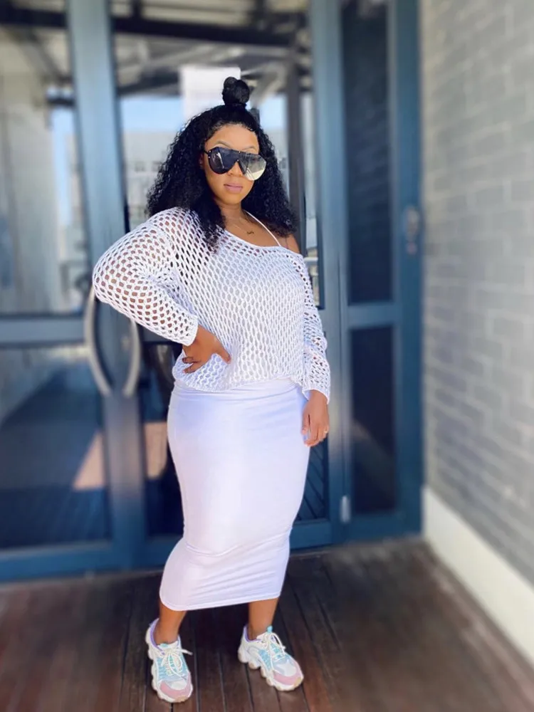 SKMY Autumn And Winter New Hollow Out Fishnet Asymmetrical Top Spaghetti Strap Dress White Two Piece Set Women Clothing
SKMY Autumn And Winter New Hollow Out Fishnet Asymmetrical Top Spaghetti Strap Dress White Two Piece Set Women Clothing