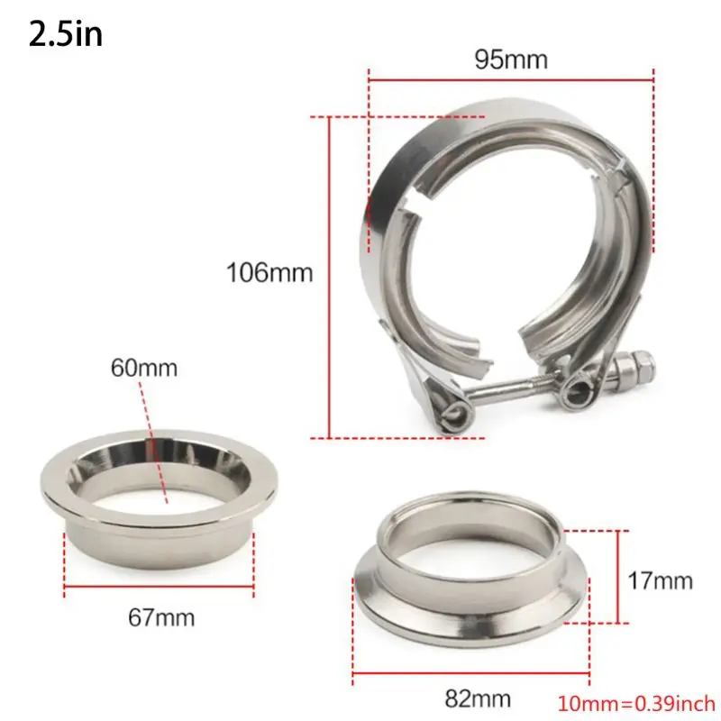 Quick Release V-band Exhaust Clamp Male Female Flanges Kit Stainless Steel Universal V band 1.5 2" 2.5" 3.25" 3.5" |