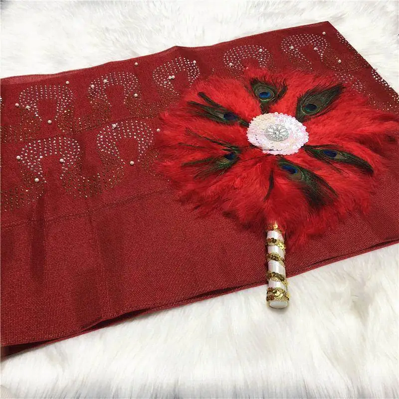 Мода 2019 дизайн handfan перо веер с высоким качеством aso oke головные уборы