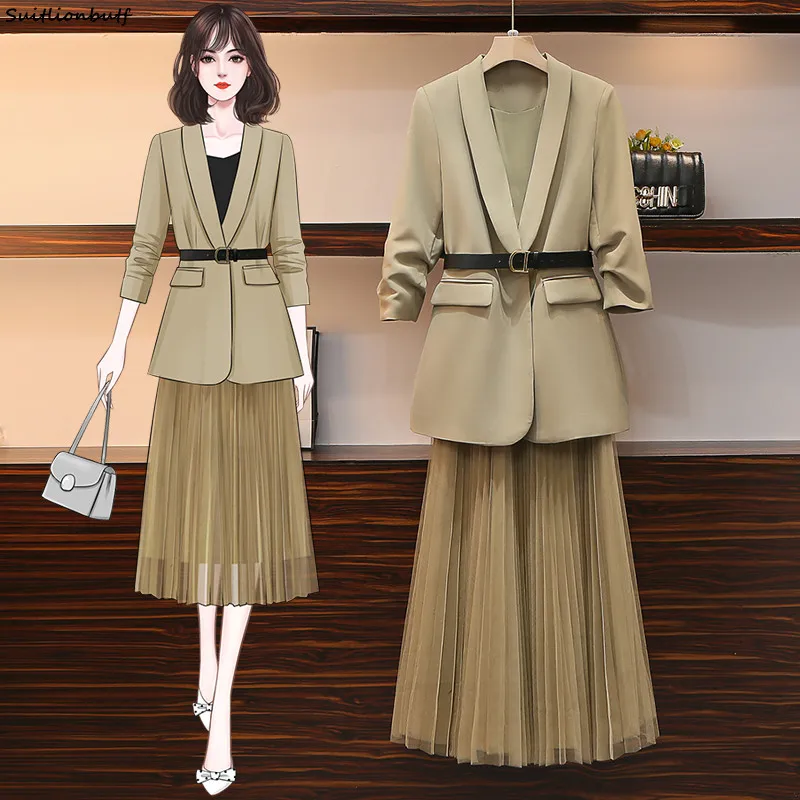 4XL Oversized Skirts Autumn Winter 2021 Belt Long Sleeve Suit Coat Solid Elastic Waist A-Line Mesh Skirt Set Woman 2 Pieces
4XL Oversized Skirts Autumn Winter 2021 Belt Long Sleeve Suit Coat Solid Elastic Waist A-Line Mesh Skirt Set Woman 2 Pieces