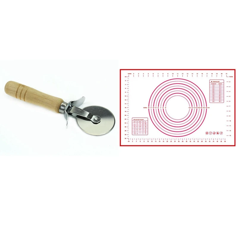 1 Pcs Stainless Steel Wood Handle Pizza Wheel Cutter & 1 Pcs Pastry Pan Pad Dough Kneading Pad
1 Pcs Stainless Steel Wood Handle Pizza Wheel Cutter & 1 Pcs Pastry Pan Pad Dough Kneading Pad