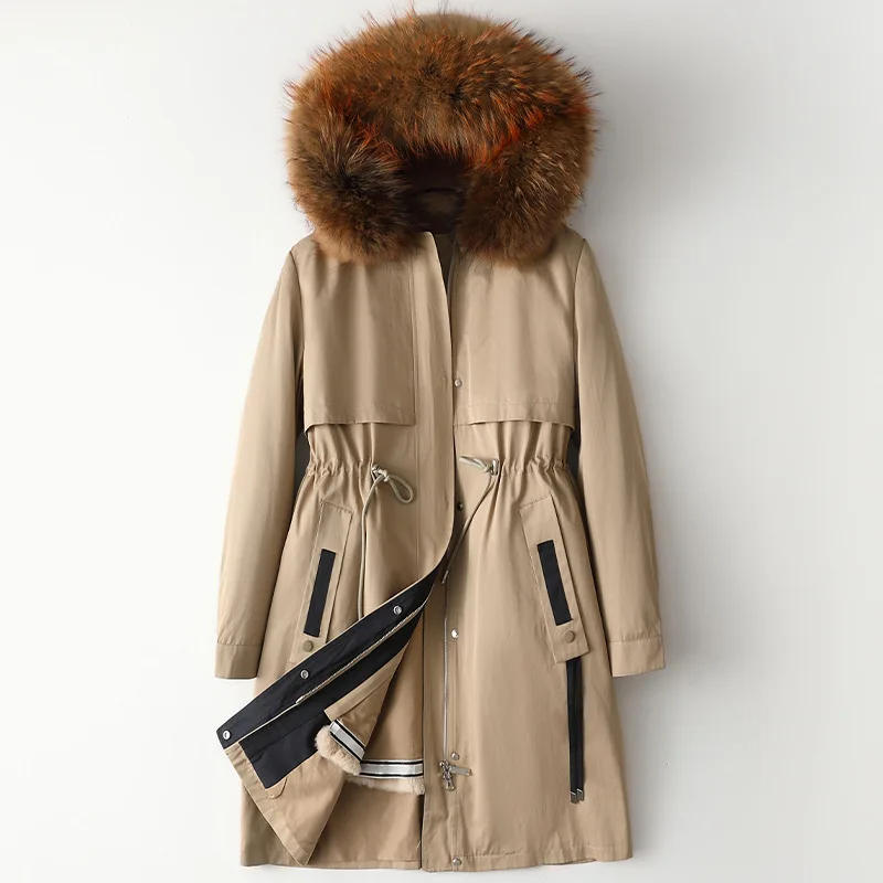 High Quality Detachable Raccoon Fur Collar Hooded Khaki Parker Clothing Women Winter New Long Fur Coat Thick Warm New Style
High Quality Detachable Raccoon Fur Collar Hooded Khaki Parker Clothing Women Winter New Long Fur Coat Thick Warm New Style