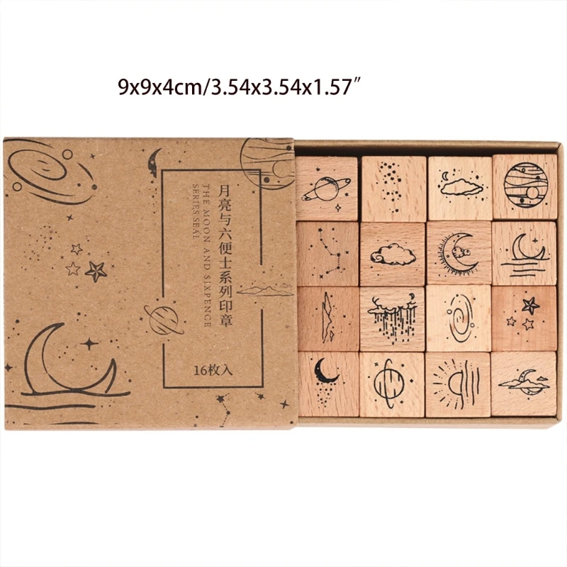 R2JA 16 Pcs/Set Vintage Planet Moon Cloud Decoration Stamp Wooden Rubber Stamps for Handbook Diary Scrapbooking Stationery
R2JA 16 Pcs/Set Vintage Planet Moon Cloud Decoration Stamp Wooden Rubber Stamps for Handbook Diary Scrapbooking Stationery
