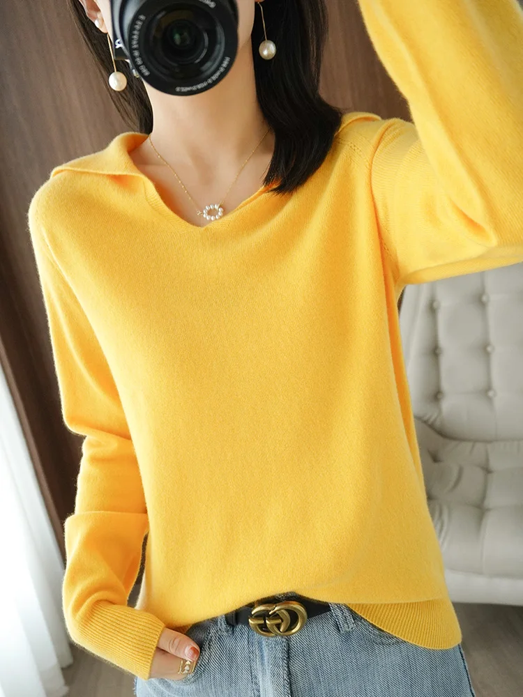 Autumn Winter Woman's Sweaters Casual Turn-Down Collar Long Sleeve Loose 100% Wool Knitted Female Pullover Tops Clothing Jumper
Autumn Winter Woman's Sweaters Casual Turn-Down Collar Long Sleeve Loose 100% Wool Knitted Female Pullover Tops Clothing Jumper