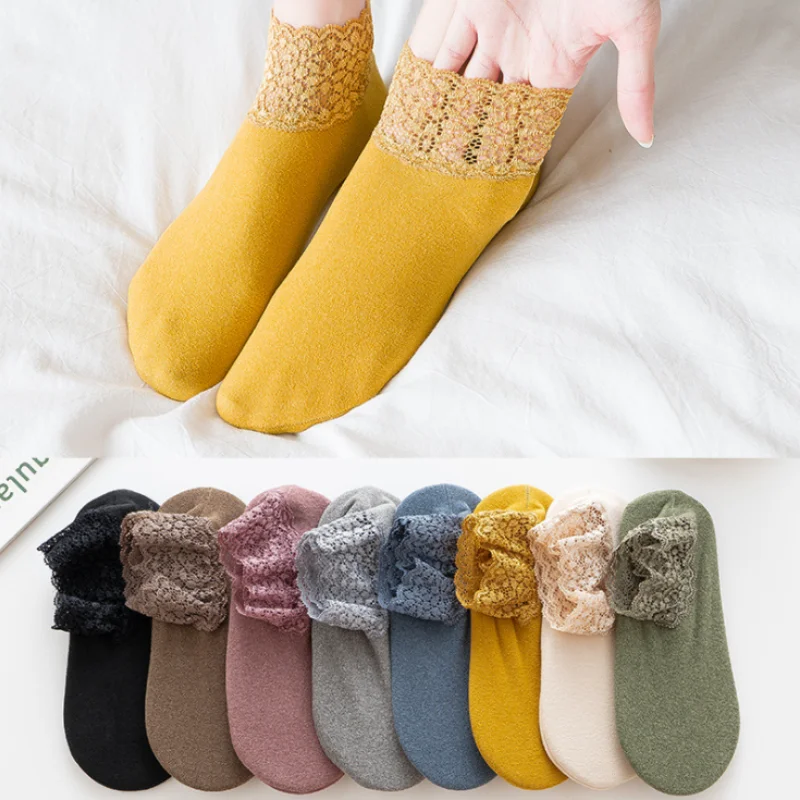 Anti-Slip Lace Socks with Fleece Winter Warm Soft Plush Fleece Socks Floor Sleeps Socks for Women
Anti-Slip Lace Socks with Fleece Winter Warm Soft Plush Fleece Socks Floor Sleeps Socks for Women