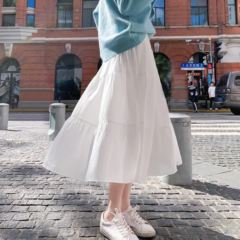 2021 Summer A-Line Elastic Waist Skirts for Girls Korean Fashion Casual Mid-Calf Cute White Women's Skirt Preppy Style
2021 Summer A-Line Elastic Waist Skirts for Girls Korean Fashion Casual Mid-Calf Cute White Women's Skirt Preppy Style