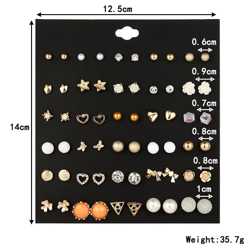 30Pair/Lot Mixed Resin Flowers Pearl Moon Heart Lover Star Ear Stud Earrings Set Piercing Metal Lady Earring Sets Jewelry New
30Pair/Lot Mixed Resin Flowers Pearl Moon Heart Lover Star Ear Stud Earrings Set Piercing Metal Lady Earring Sets Jewelry New
