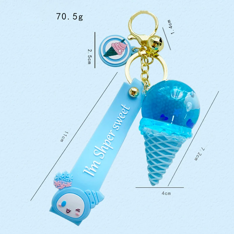 Cute Ice Cream Keychain Moving Liquid Quicksand Key Ring For Women Bag Pendant 
Cute Ice Cream Keychain Moving Liquid Quicksand Key Ring For Women Bag Pendant