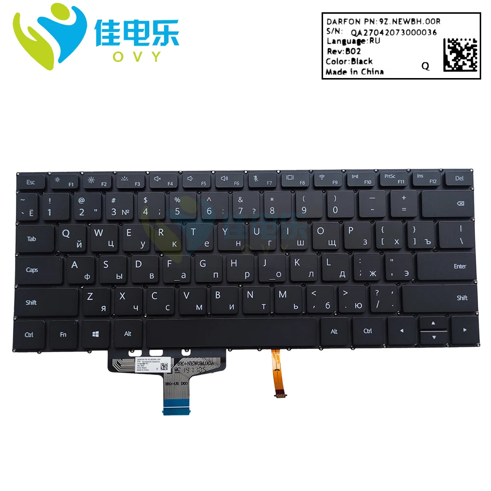 

RU Russian Backlit Keyboard For HUAWEI MateBook 13 VLT-W60 VLT-W50 9Z.NEWBN.00Q NSK-350BN-HG Laptop keyboards with backlight