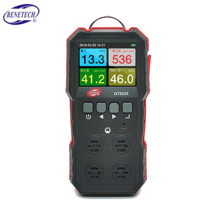 BENETECH GT8220 Portable 4 in 1 Gas Detector O2 H2S Oxygen Carbon Monoxide Hydrogen Sulfide Combustible Gas Content Test Meter
BENETECH GT8220 Portable 4 in 1 Gas Detector O2 H2S Oxygen Carbon Monoxide Hydrogen Sulfide Combustible Gas Content Test Meter