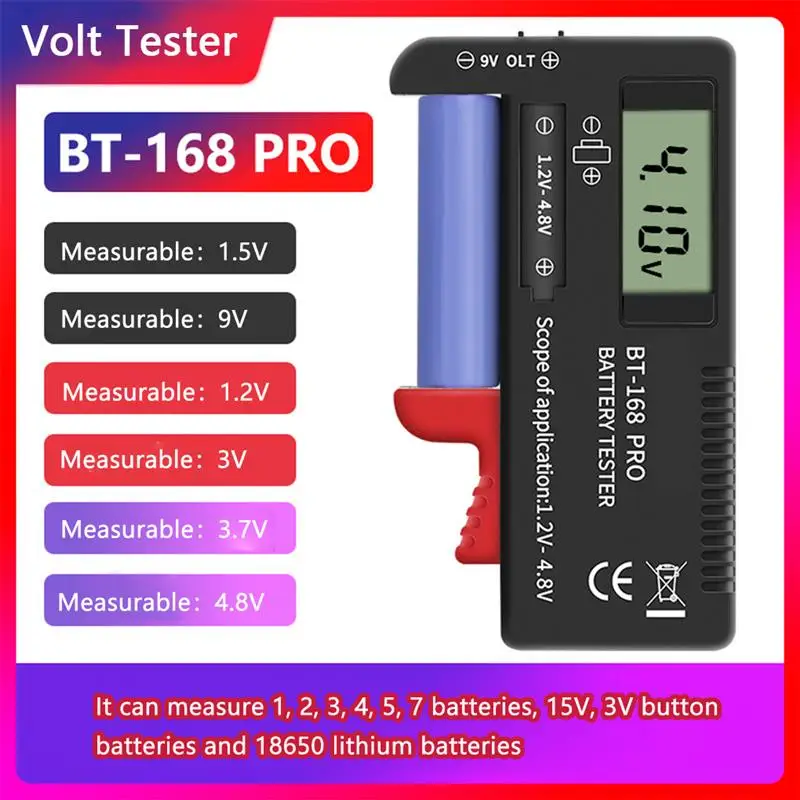 

Цифровой тестер емкости литиевых батарей BT-168/PRO, анализатор клетчатой нагрузки, дисплей, проверка кнопки AAA AA, универсальный тестер