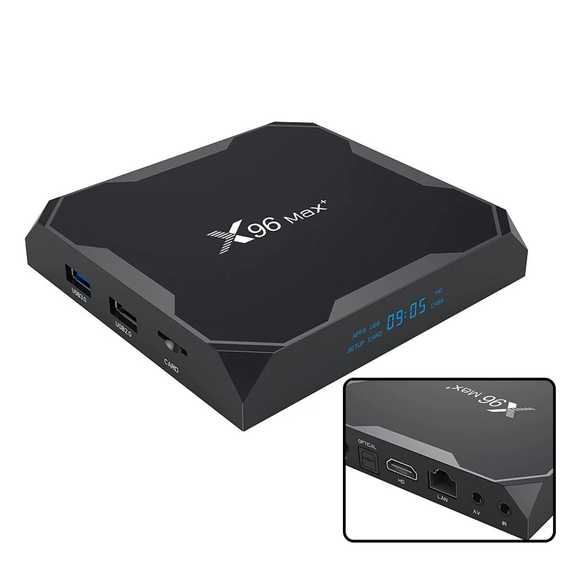 X96 MAX+ Set-Top Box Amlogic S905X3 Quad Core 4G+64G 1000M Android 9.0 4K HD WiFi Home Media Network Player
X96 MAX+ Set-Top Box Amlogic S905X3 Quad Core 4G+64G 1000M Android 9.0 4K HD WiFi Home Media Network Player