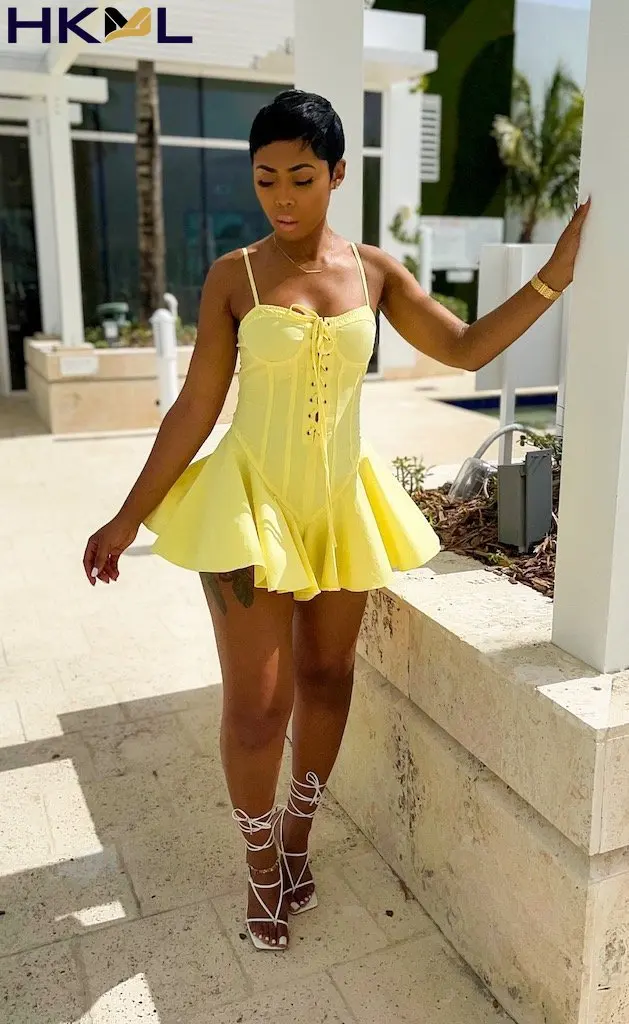 Women Spaghetti Strap Lace Up Croset Ruffles Mermaid Mini Dress Streetwear Sexy Bodycon Sleeveless Dresses
Women Spaghetti Strap Lace Up Croset Ruffles Mermaid Mini Dress Streetwear Sexy Bodycon Sleeveless Dresses