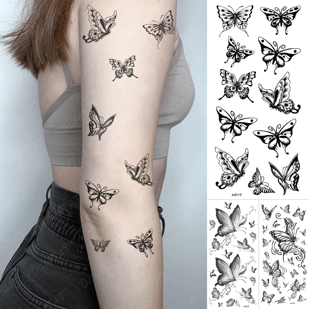 Waterproof Temporary Tattoo Sticker Black Butterfly Rose Wrist Female Sticker Children's Art Fake Tatoo
Waterproof Temporary Tattoo Sticker Black Butterfly Rose Wrist Female Sticker Children's Art Fake Tatoo