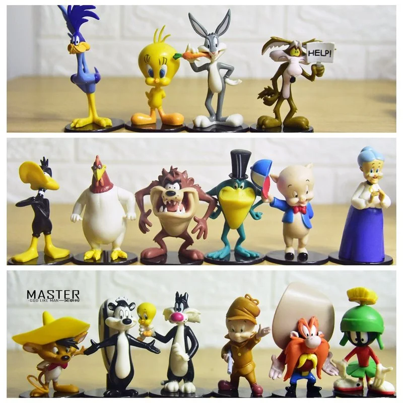 

Genuine Cartoon LooneyTunes Suit 16pcs/set Bugs Figure Bunny Daffy Duck Porky Pig TweetyBird PVC Doll Ornaments Model Toy Gift