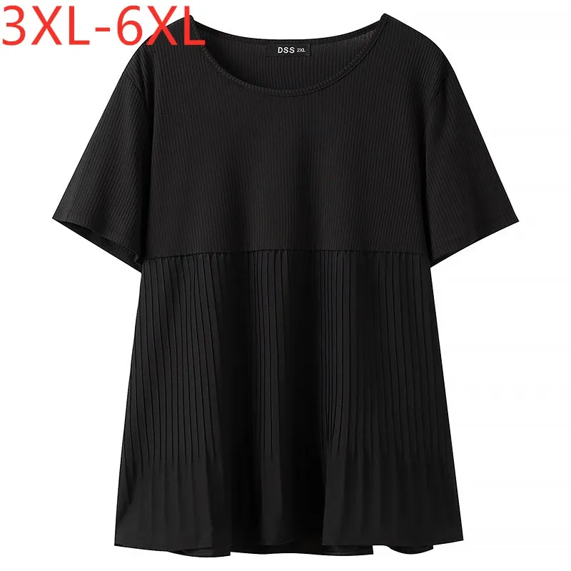 New 2021 Ladies Summer Plus Size Knit Tops For Women Large Short Sleeve Loose Black White Ruffle O-neck T-shirt 3XL 4XL 5XL 6XL
New 2021 Ladies Summer Plus Size Knit Tops For Women Large Short Sleeve Loose Black White Ruffle O-neck T-shirt 3XL 4XL 5XL 6XL