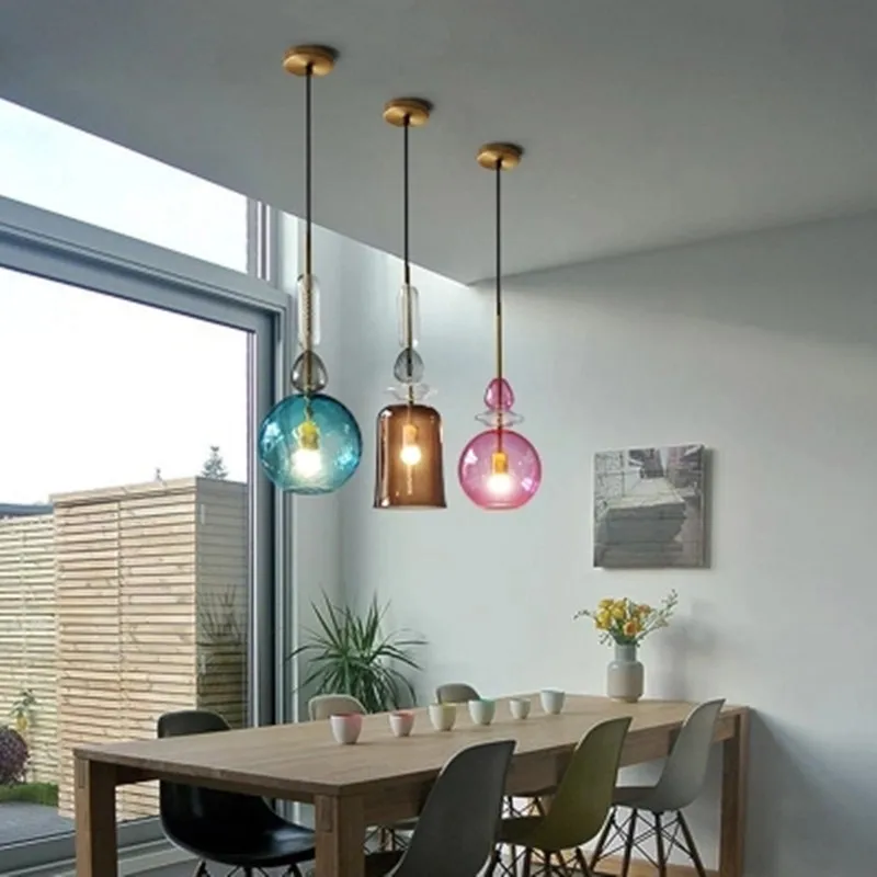 Nordic Stained Glass Pendant Lights Led Loft Modern Hanging Lamp Candy Luminaire for Dining Room Kitchen Home Decor Fixtures E27
Nordic Stained Glass Pendant Lights Led Loft Modern Hanging Lamp Candy Luminaire for Dining Room Kitchen Home Decor Fixtures E27