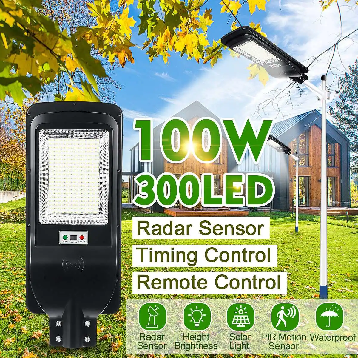300LED Солнечный уличный светильник Водонепроницаемый IP65 движения PIR Сенсор интеллектуальный пульт дистанционного управления Управление лам...
300LED Солнечный уличный светильник Водонепроницаемый IP65 движения PIR Сенсор интеллектуальный пульт дистанционного управления Управление лам...