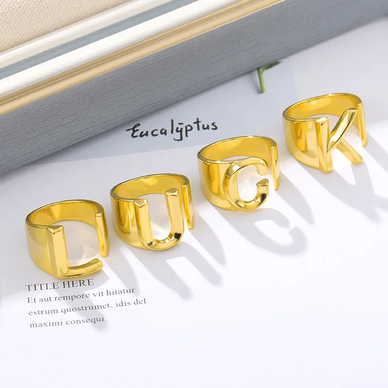 A-Z Letter Rings For Women Men Stainless Steel Gold Alphabet Name Adjustable Finger Ring Jewelry Gift Bijoux Femme Chunky
A-Z Letter Rings For Women Men Stainless Steel Gold Alphabet Name Adjustable Finger Ring Jewelry Gift Bijoux Femme Chunky