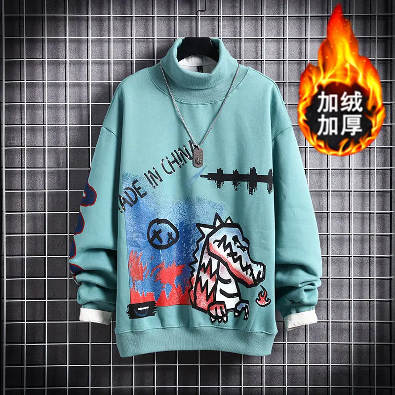Men's Hip Hop Sweatshirt Korean Trendy Loose Autumn Winter Turtleneck Fashion Print Pullover Plus Velvet Long Sleeve Tops
Men's Hip Hop Sweatshirt Korean Trendy Loose Autumn Winter Turtleneck Fashion Print Pullover Plus Velvet Long Sleeve Tops