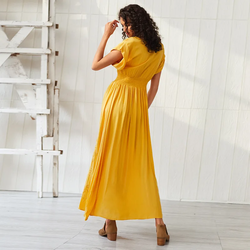 Sun Dresses For Women Deep V Neck Hollow Out Embroidered Floral Sexy Split Plus Size Summer Dress Cotton Bohemian Long Dress
Sun Dresses For Women Deep V Neck Hollow Out Embroidered Floral Sexy Split Plus Size Summer Dress Cotton Bohemian Long Dress