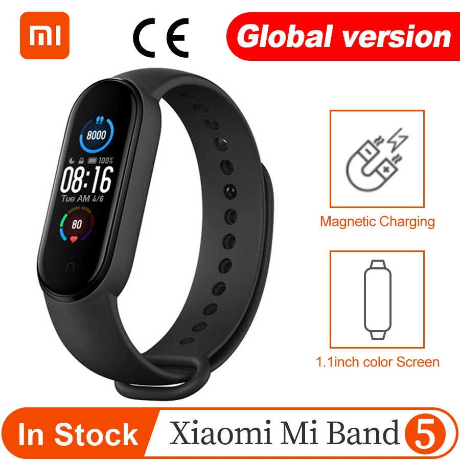 Global Version Xiaomi Mi Band 5 Smart Bracelet Color AMOLED Screen Smartband Fitness Traker Bluetooth Sport Waterproof Bracelet
Global Version Xiaomi Mi Band 5 Smart Bracelet Color AMOLED Screen Smartband Fitness Traker Bluetooth Sport Waterproof Bracelet