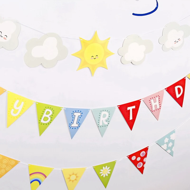 3pcs/set Hot Sale New Happy Birthday Banner Cartoon Rainbow Cloud Sun Happy Birthday Decoration First Birthday Boy Party
3pcs/set Hot Sale New Happy Birthday Banner Cartoon Rainbow Cloud Sun Happy Birthday Decoration First Birthday Boy Party