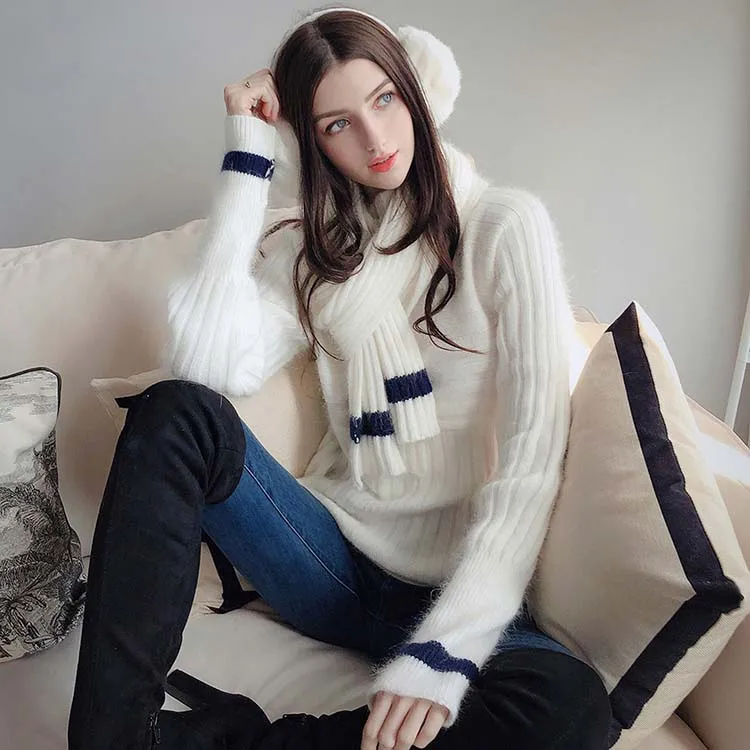 Dabuwawa Fashion Warm White Turtleneck Scarf Sweater Women Ladies Winter New Long Sleeve Pullover Tops with Scarf DN1DKT038
Dabuwawa Fashion Warm White Turtleneck Scarf Sweater Women Ladies Winter New Long Sleeve Pullover Tops with Scarf DN1DKT038