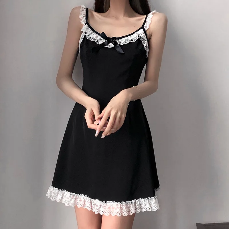 Women Lace Up Trim Black Strap Dress Cute Outfits Women 2021 Summer Sundress Strap Dress A-Line Backless Bow Dress Satin Clothes
Women Lace Up Trim Black Strap Dress Cute Outfits Women 2021 Summer Sundress Strap Dress A-Line Backless Bow Dress Satin Clothes