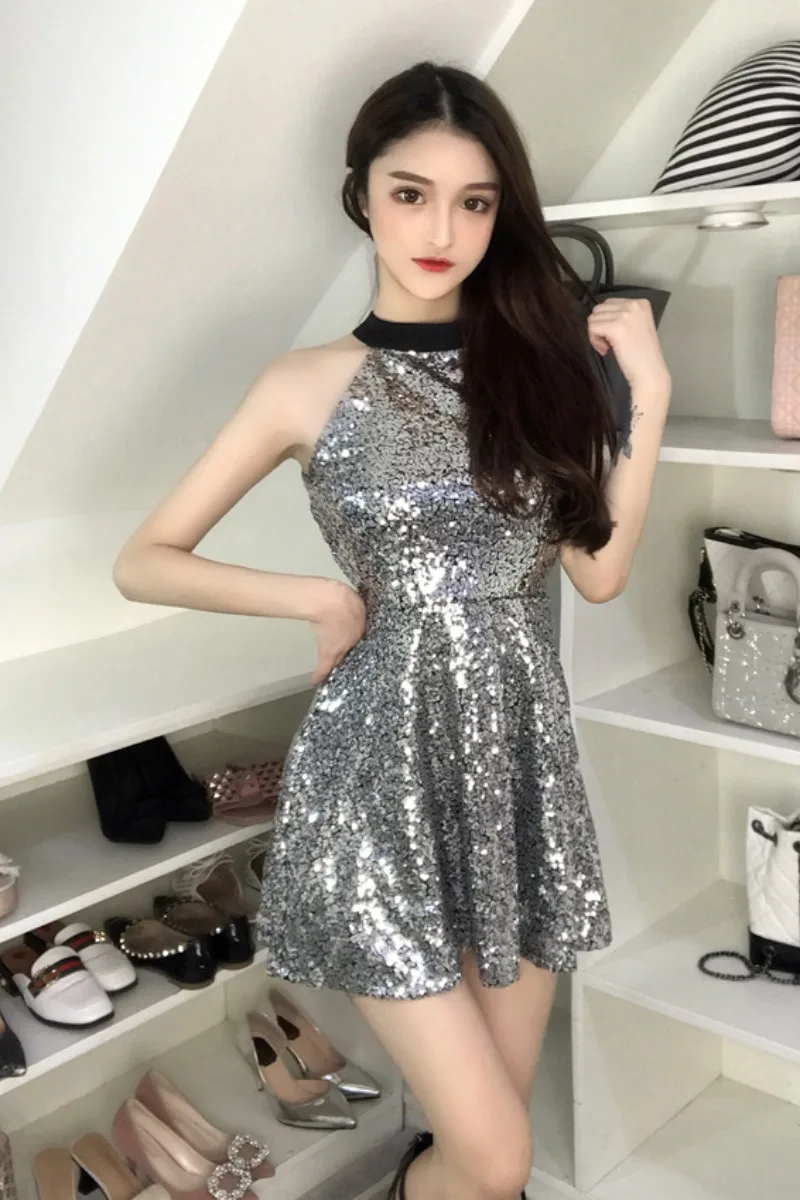 sexy club style Women's Clothing Dresses sequined halter empire a-line Backless off shoulder dress spring new moda feminina
sexy club style Women's Clothing Dresses sequined halter empire a-line Backless off shoulder dress spring new moda feminina