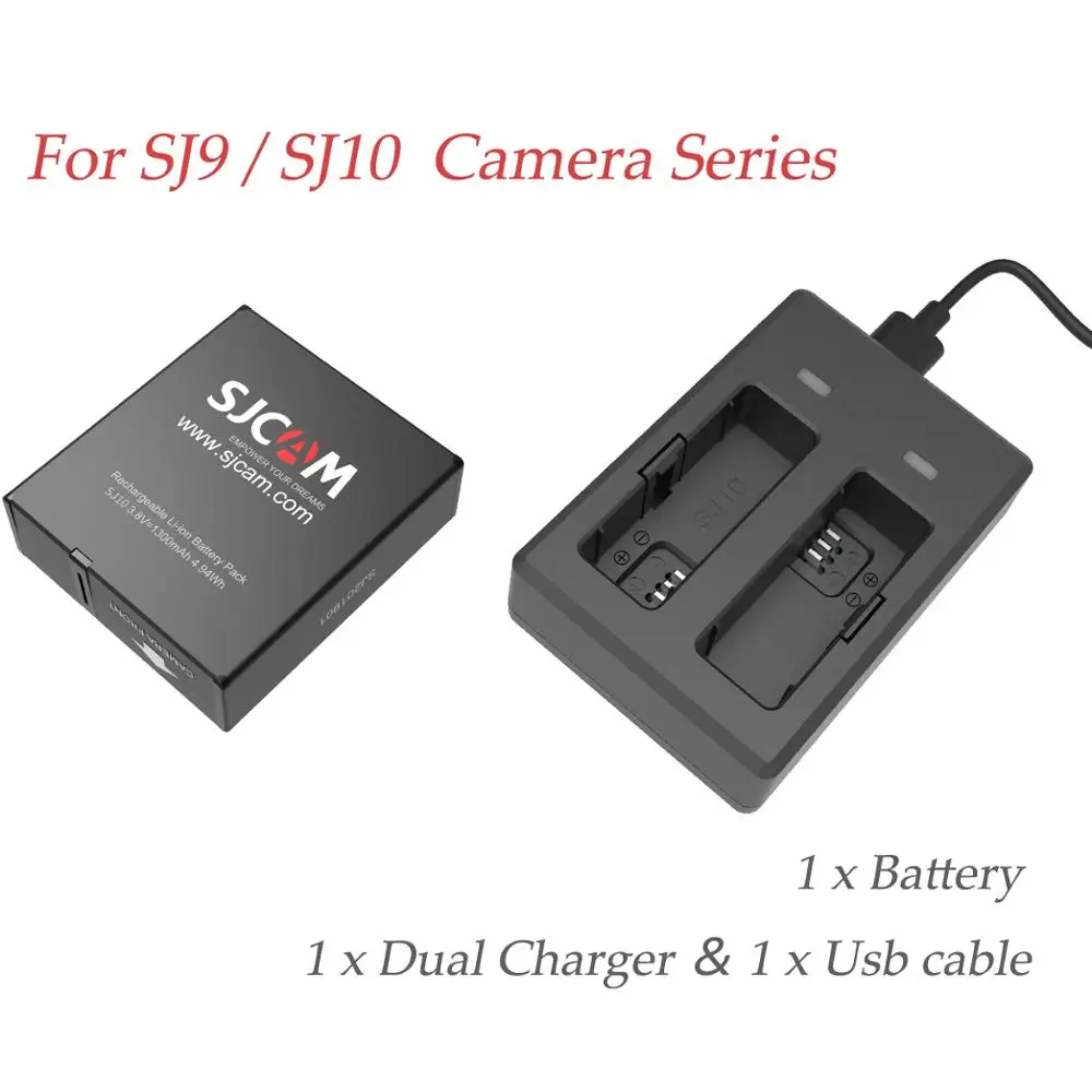 

Оригинальные аксессуары серии SJCAM SJ9/SJ10 двойное зарядное устройство + литий-ионные батареи 1200 мАч для экшн-камеры SJ9/SJ10