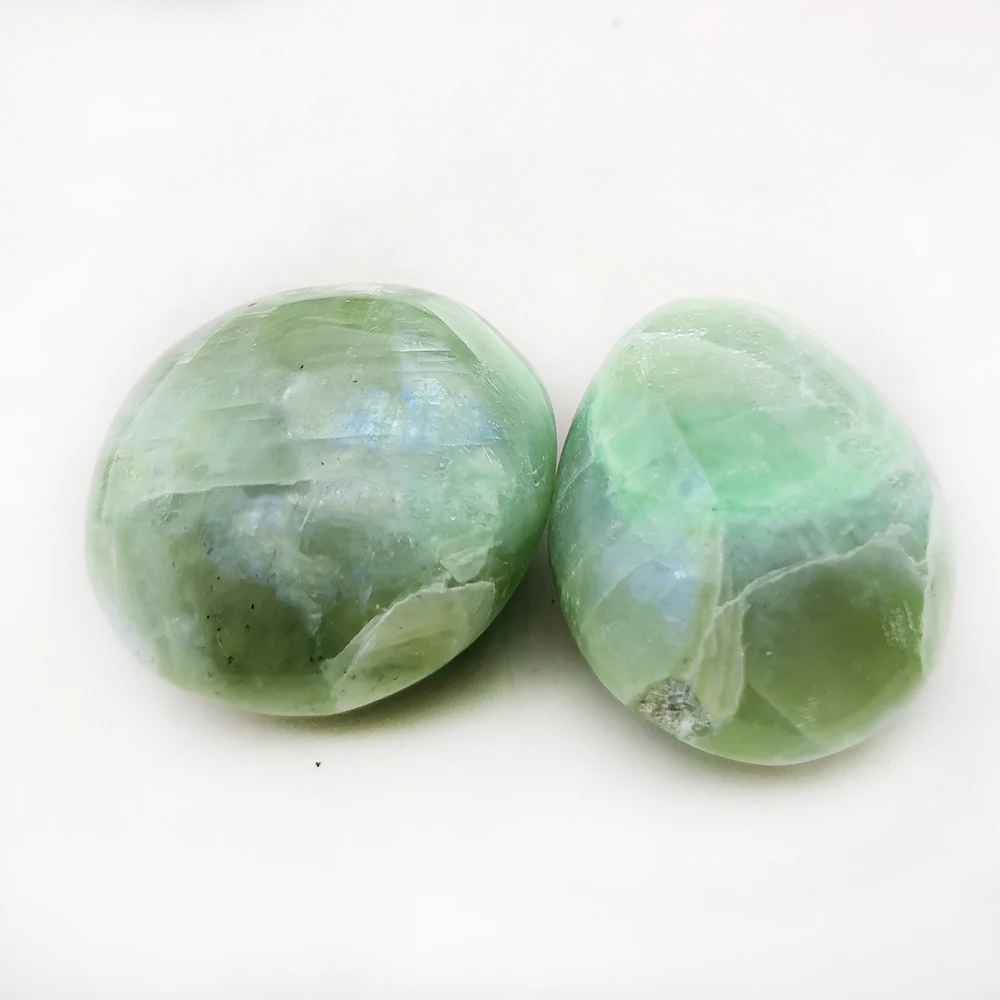 

Rare Natural Green Moonstone Worry Stone Polished Quartz Crystal Palm Stone Minerals Specimen Reiki Healing Crystal Home Decora