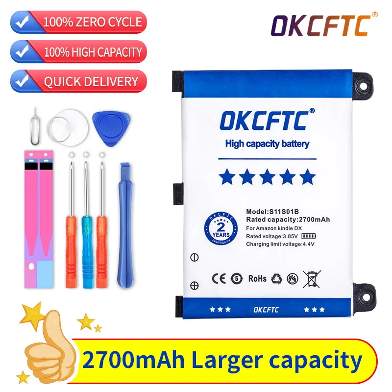 

OKCFTC Replacement Battery 2700mAh S11S01B For Amazon Kindle 2 & Kindle DX DXG D00511 D00701 D00801 Batteries