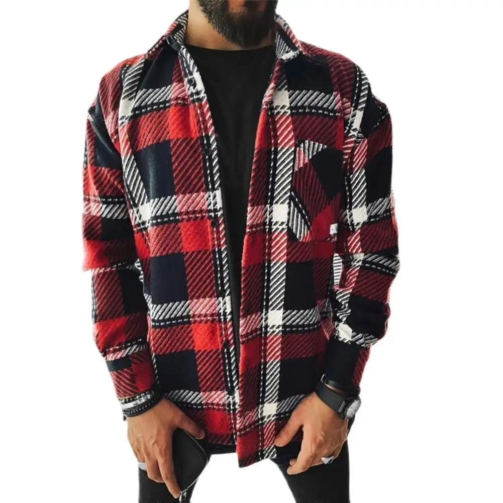 Long Sleeve Tee Shirt Polos Shirts Men Shirt Turn-down Collar Cotton Blend Long Sleeve Plaid Buttons Shirt Coat for Spring/Autu
Long Sleeve Tee Shirt Polos Shirts Men Shirt Turn-down Collar Cotton Blend Long Sleeve Plaid Buttons Shirt Coat for Spring/Autu