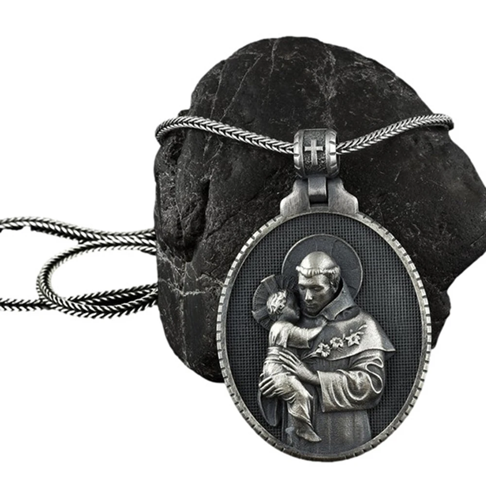 Fashion Vintage Catholic Saint Anthony Men's Pendant Necklace Christian Medal Chain Necklace
Fashion Vintage Catholic Saint Anthony Men's Pendant Necklace Christian Medal Chain Necklace