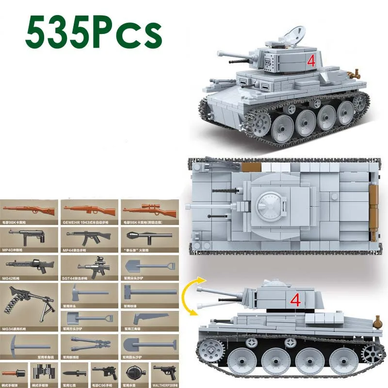 Военная серия Вторая мировая война Германия PZ.38 (t) стая световой Танк солдат DIY модель строительные блоки игрушки подарки
Военная серия Вторая мировая война Германия PZ.38 (t) стая световой Танк солдат DIY модель строительные блоки игрушки подарки