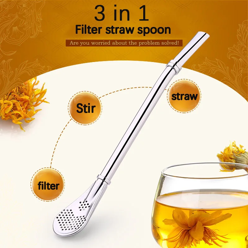3 In 1 Creative 304 Stainless Steel Beverage Straw Spoons Coffee Tea Filter Spoon Lengthened Stirring Spoon Straw Tableware
3 In 1 Creative 304 Stainless Steel Beverage Straw Spoons Coffee Tea Filter Spoon Lengthened Stirring Spoon Straw Tableware