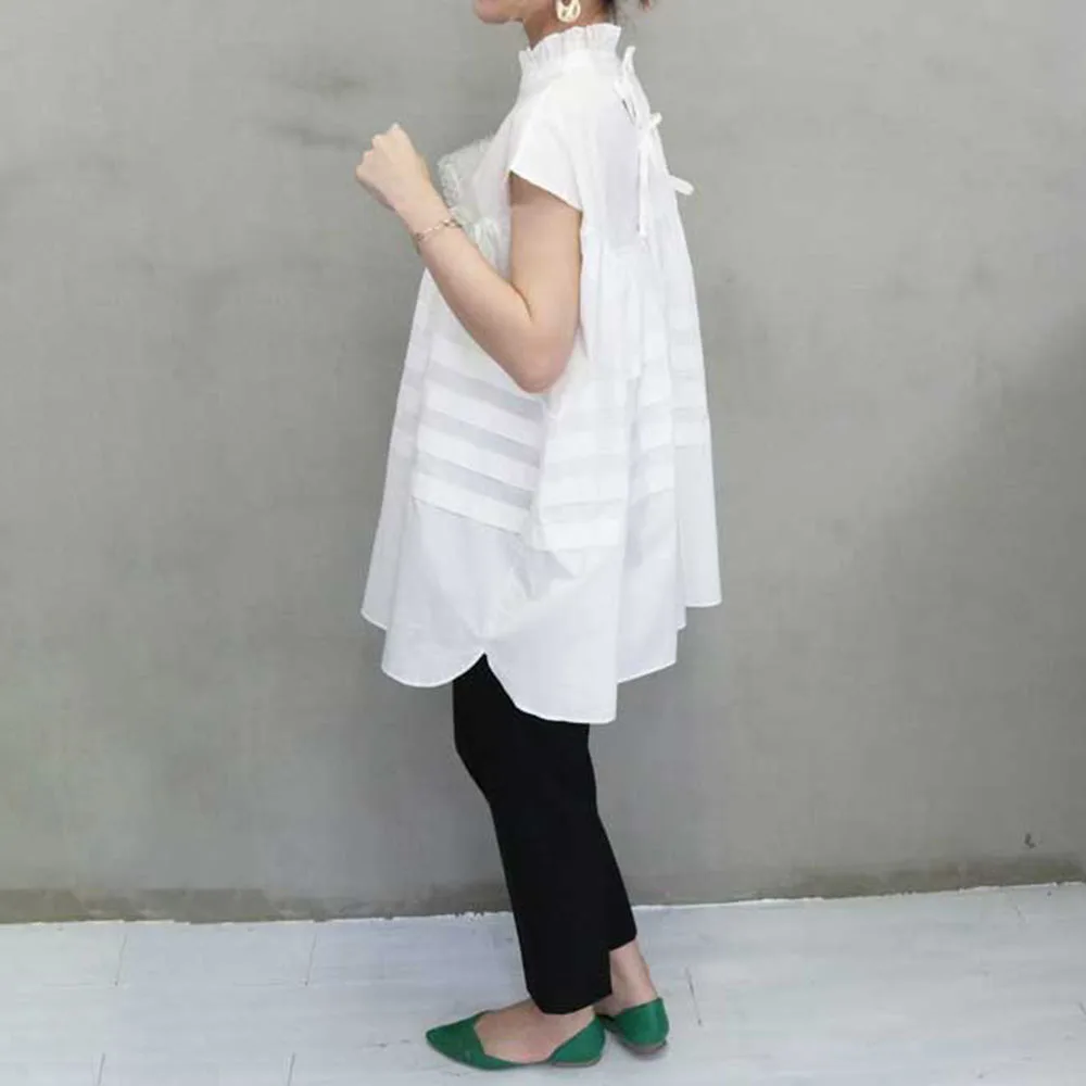 2021Young Girl Vintage Black White Blouse Elegant Office Lady Stand Collar Oversized Women Top Back Tie Casual Long Shirt Tee
2021Young Girl Vintage Black White Blouse Elegant Office Lady Stand Collar Oversized Women Top Back Tie Casual Long Shirt Tee