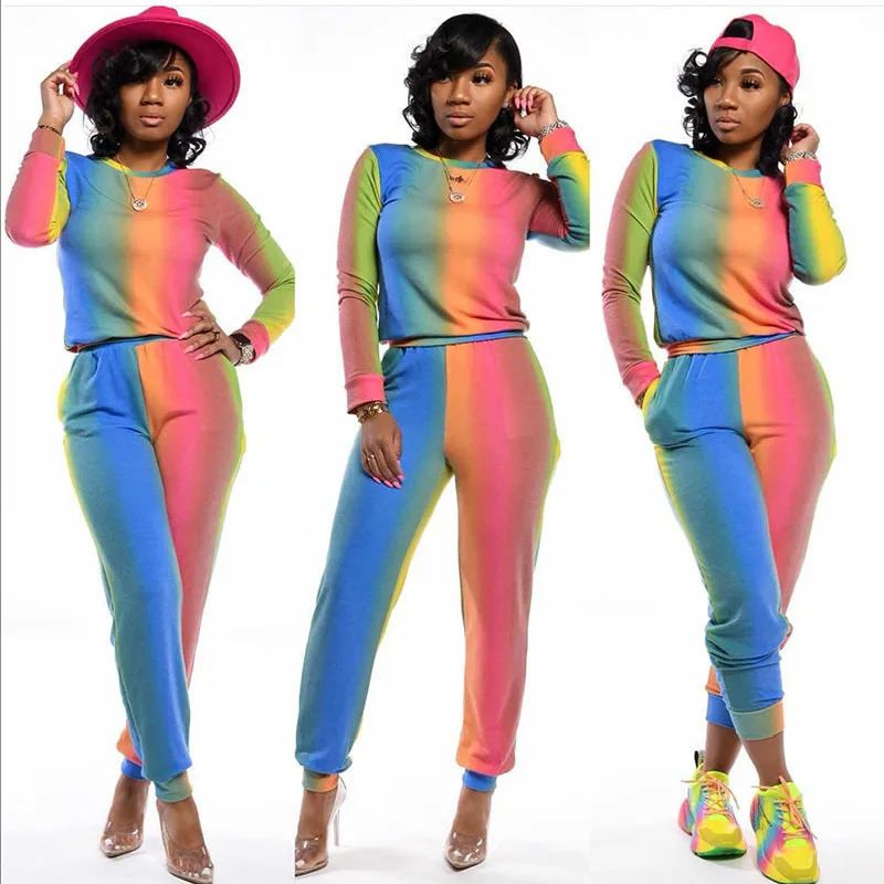 2020 Autumn Women Casual Suit Hot Selling Rainbow Print European And American Fashion Two Piece Set
2020 Autumn Women Casual Suit Hot Selling Rainbow Print European And American Fashion Two Piece Set