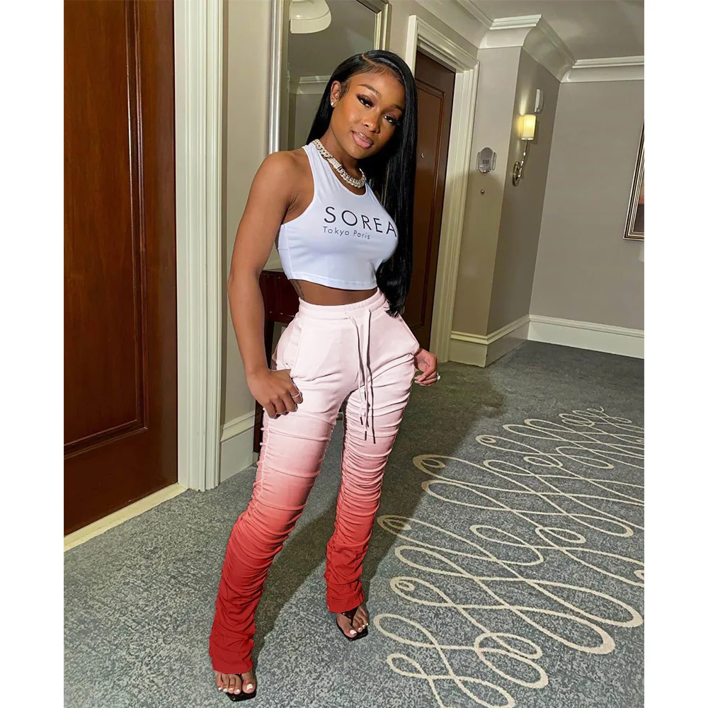 STYLISH LADY Drawstring Gradient Color Sweatpants 2020 Summer Women High Waist Elastic Stacked Joggers Ruched Flare Pants
STYLISH LADY Drawstring Gradient Color Sweatpants 2020 Summer Women High Waist Elastic Stacked Joggers Ruched Flare Pants