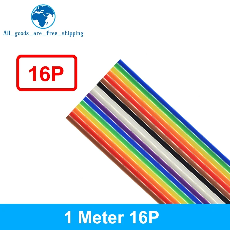 1 метр 10P/12P/14P/16P/20P/26P/34P/40P/50P 27 мм плоский ленточный кабель Rainbow DuPont Wire для FC разъем