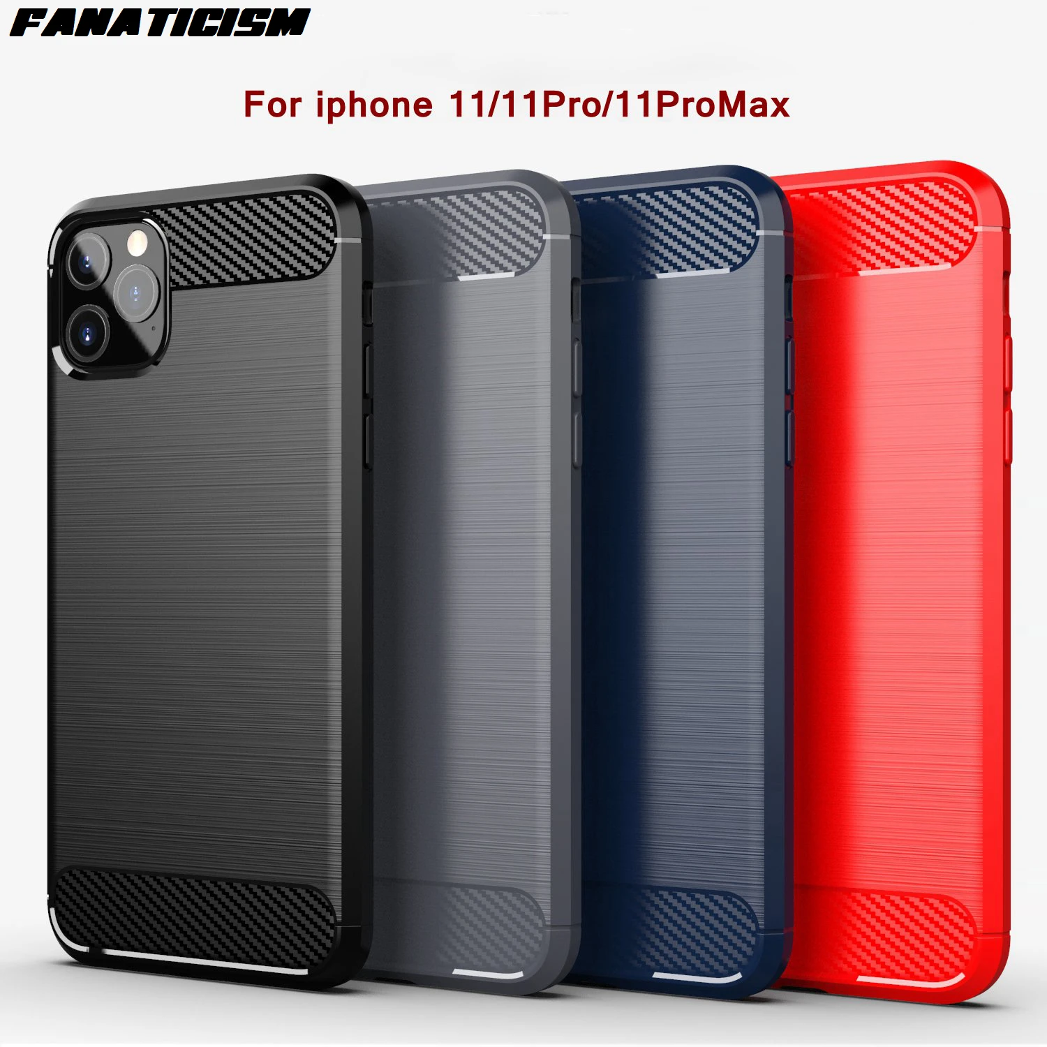 

Fashion Carbon Fiber Armor Brushed Rugged Soft TPU Cases For Iphone11 Iphone11Pro Iphone 11 Pro Max Rugged Shield Phone Cover