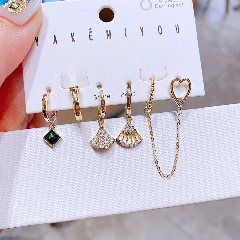 Trendy 6pcs Mixed CZ Crystal Skirt Dangle Earrings Gold Color Plated Cubic Zircon Women Jewelry
Trendy 6pcs Mixed CZ Crystal Skirt Dangle Earrings Gold Color Plated Cubic Zircon Women Jewelry