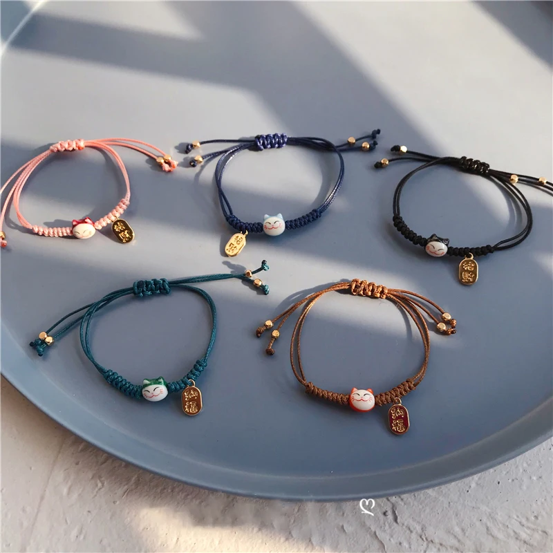 Tradition Rope Lucky Cat Bracelet Maneki Neko Charm Bracelet Adjustable Tassel Couple Bangles Gifts Handmade Fashion Jewelry
Tradition Rope Lucky Cat Bracelet Maneki Neko Charm Bracelet Adjustable Tassel Couple Bangles Gifts Handmade Fashion Jewelry