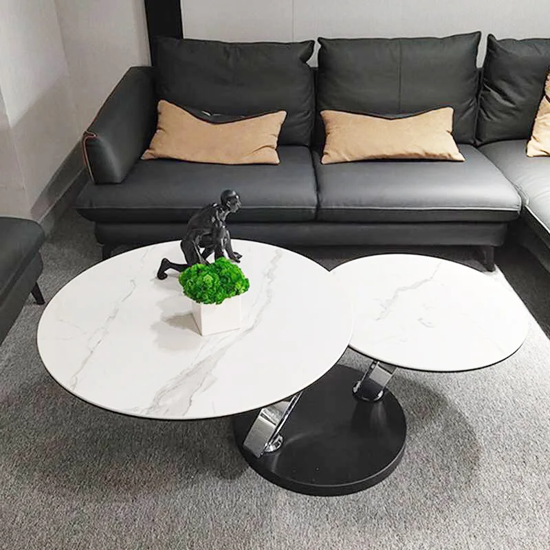 Light luxury Italian style minimalist shiny rock slab rotating round coffee table
Light luxury Italian style minimalist shiny rock slab rotating round coffee table
