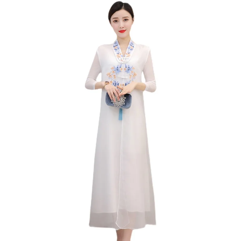 COIGARSAM 3XL Plus Size Chinese Style Women dress National Wind Cheongsam Vintage Dresses White 8105
COIGARSAM 3XL Plus Size Chinese Style Women dress National Wind Cheongsam Vintage Dresses White 8105