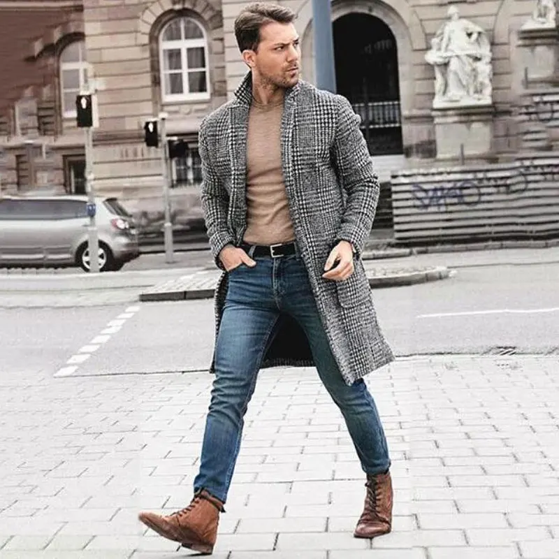 Plaid Wool Blends Coats Jacket Men Brand Long Trench Coat Casual Slim Fit Mens Single Breasted Outwear Windbreaker Manteau Homme
Plaid Wool Blends Coats Jacket Men Brand Long Trench Coat Casual Slim Fit Mens Single Breasted Outwear Windbreaker Manteau Homme