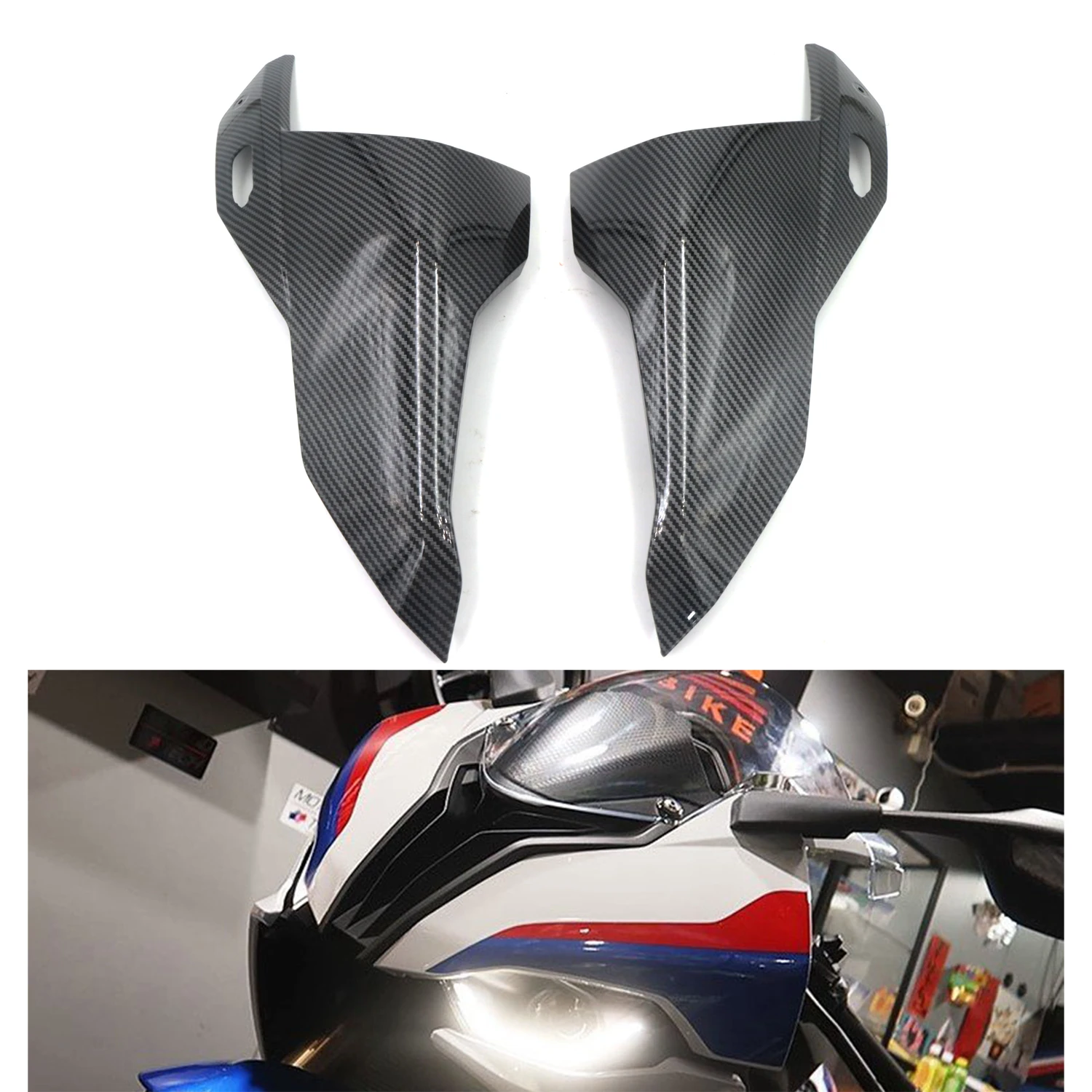 Motorcycle Head Left And Right Side Light Cover Fairigs Carbon Fiber Color Look For BMW S1000RR 2019 - 2020
Motorcycle Head Left And Right Side Light Cover Fairigs Carbon Fiber Color Look For BMW S1000RR 2019 - 2020