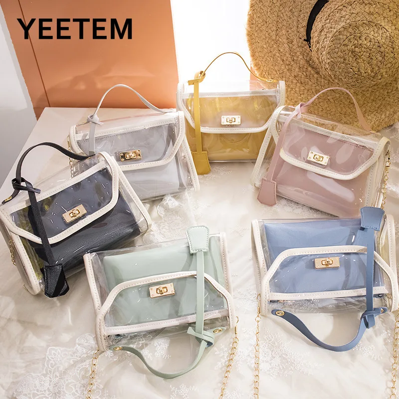 Korean Version Pvc Transparent Lock Jelly Two-piece Mobile Phone Bag 2021 New Ladies Bag Messenger Bag Beach Bag Handbag Women
Korean Version Pvc Transparent Lock Jelly Two-piece Mobile Phone Bag 2021 New Ladies Bag Messenger Bag Beach Bag Handbag Women