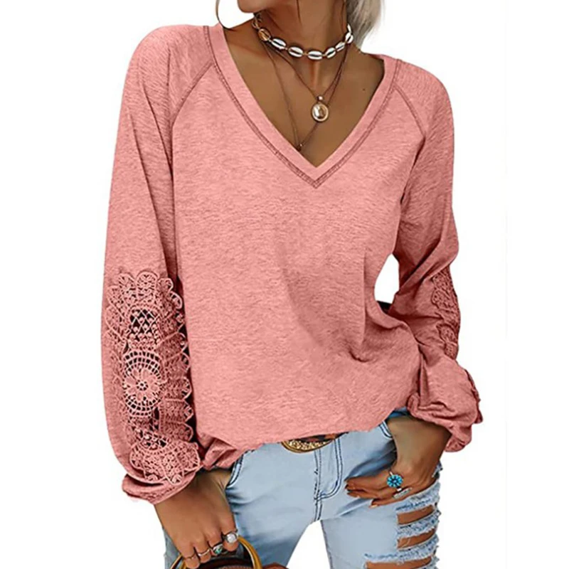 V-Neck Patchwork Lacework Cotton Tee Shirt Femme Long Sleeve Women Tshirt Spring Clothes Casual Solid Tops T Shirt Poleras Mujer
V-Neck Patchwork Lacework Cotton Tee Shirt Femme Long Sleeve Women Tshirt Spring Clothes Casual Solid Tops T Shirt Poleras Mujer